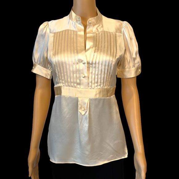 BCBGMAXAZRIA Ivory Cream Silk Top